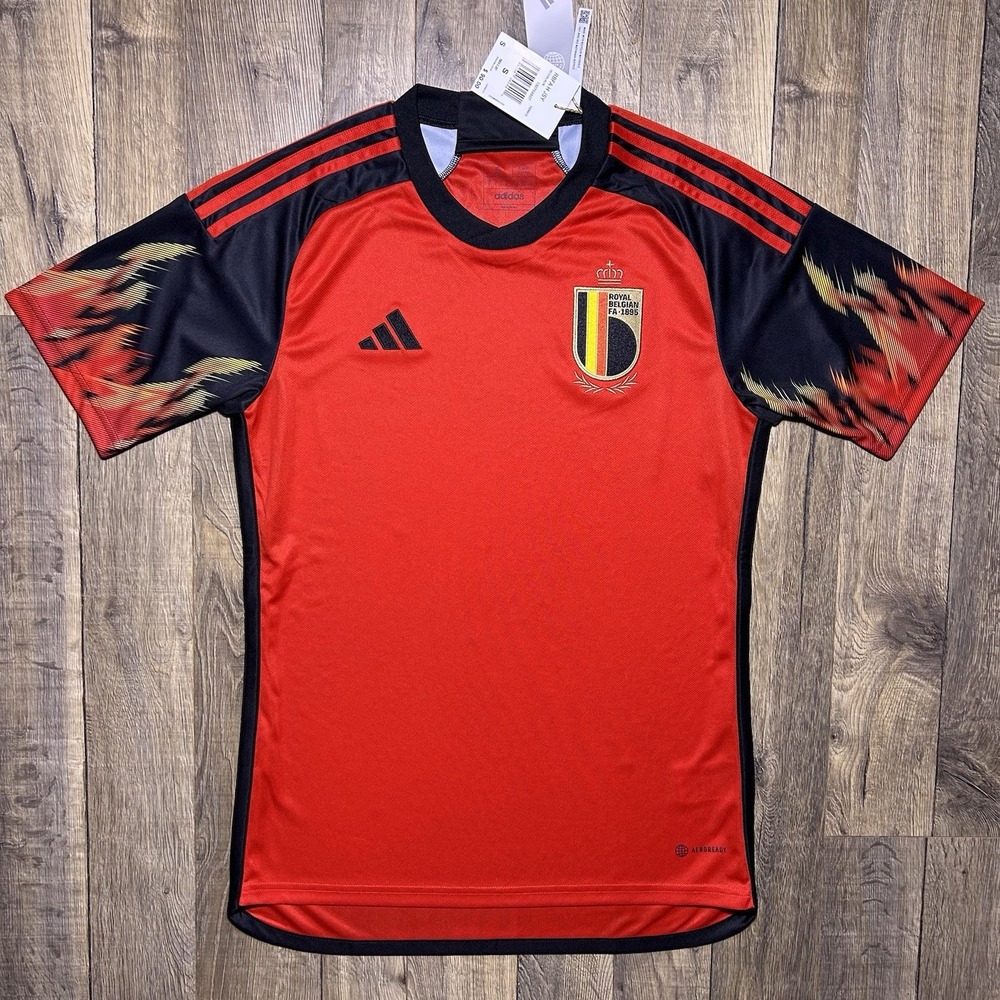 NWT Adidas Belgium 2022/23 World Cup Home Fire Soccer Jersey Men's S $90